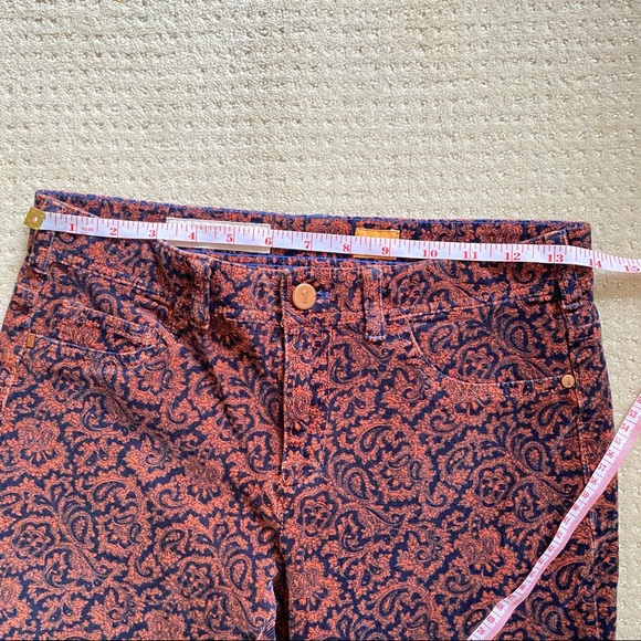 PILCRO AND THE LETTERPRESS Navy Orange Serif Corduroy Pants Paisley - Picture 7 of 13